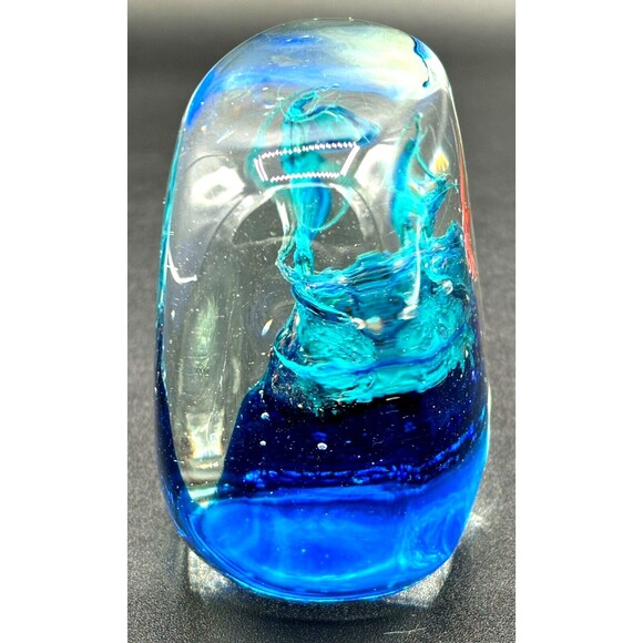 Art Glass Aquarium Fish Square Paperweight HandBlown Hand Crafted Underwater Duo - Picture 14 of 16